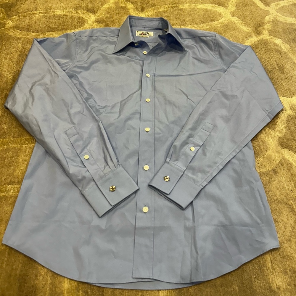 Hermes Blue Casual Button Down Shirt